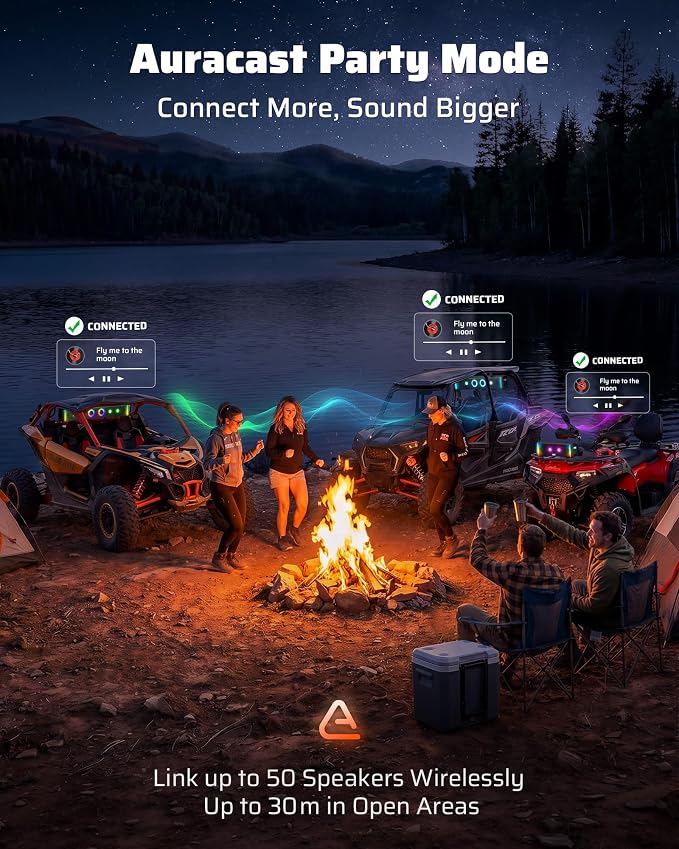 17 Inch UTV Sound Bar, IP66 Waterproof Bluetooth Golf Cart Sound Bar, ATV SoundBar with RGB Lighting, Amplified Powersports SXS SoundBar, UTV Speakers Compatible with Polaris RZR Can-Am