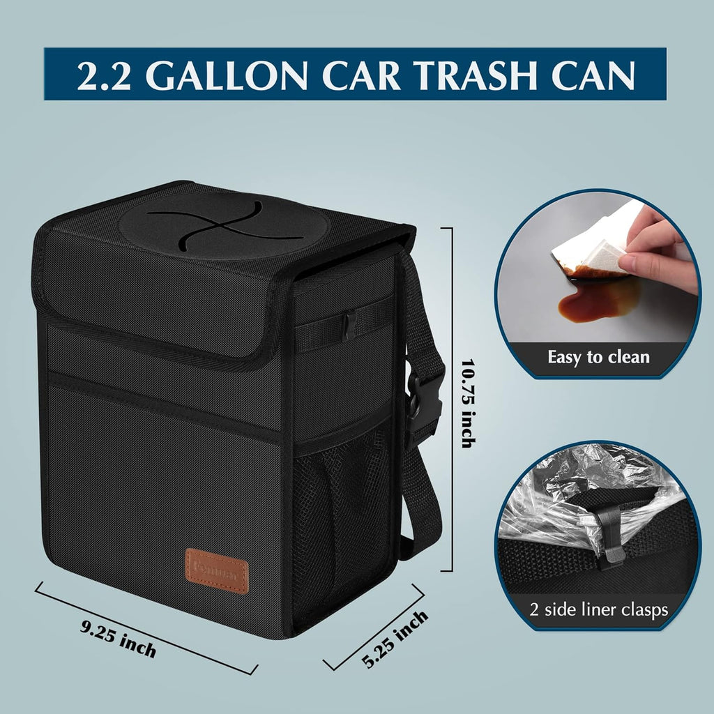 Waterproof Car Trash Can with Lid — Sealed Auto Garbage Bin