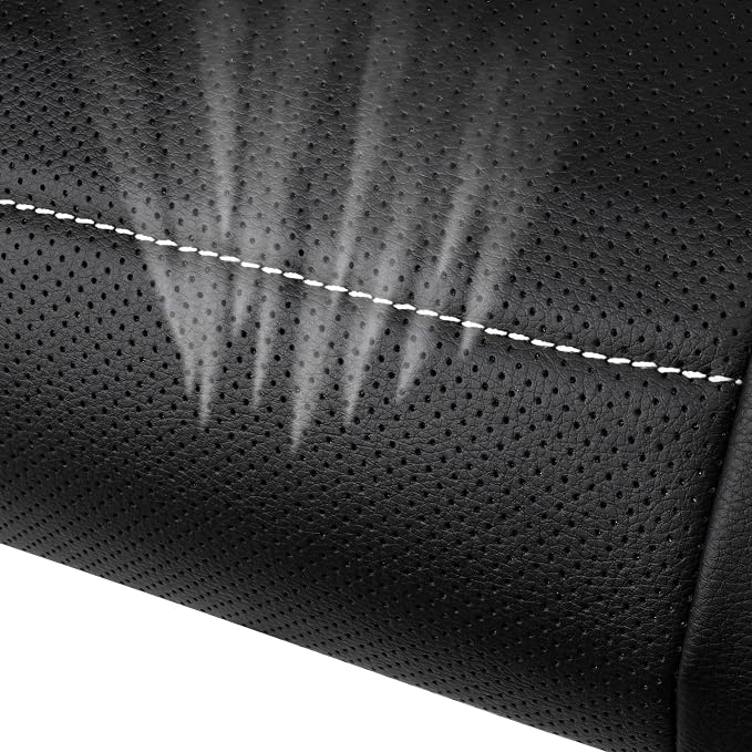 Universal Reflect Piping Leather Car Seat Cover, Fit for suvs,Van,Trucks,Airbag Compatible,Inside Zipper Design and Reserved Opening Holes (Full Set, Black and Grey)