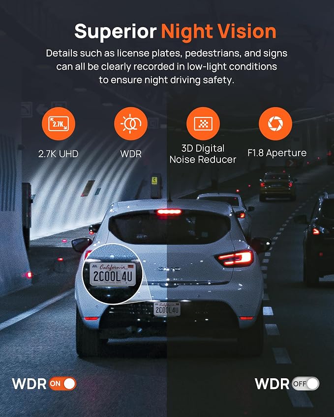 2.7K Dash Cam Front A500S, 1944P Dash Camera for Cars with Sony IMX335, Dashcam Built-in WiFi GPS, Optional Rear Dashcam, ADAS, 2'' IPS LCD Screen, 24H Parking Mode, WDR, Super Night Vision