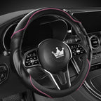 3D Car Steering Wheel Cover Comfort Grip Massage Sporty Anti-Slip Carbon Fiber Faux Leather for F150, Trucks, Jeep, Van, Car Handle Covers for All Seasons, 15.2-16in, Pink
