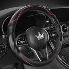 3D Car Steering Wheel Cover Comfort Grip Massage Sporty Anti-Slip Carbon Fiber Faux Leather for Sedan SUV, Universal Fit, Car Handle Covers for All Seasons, 14.75-15.15in, Pink
