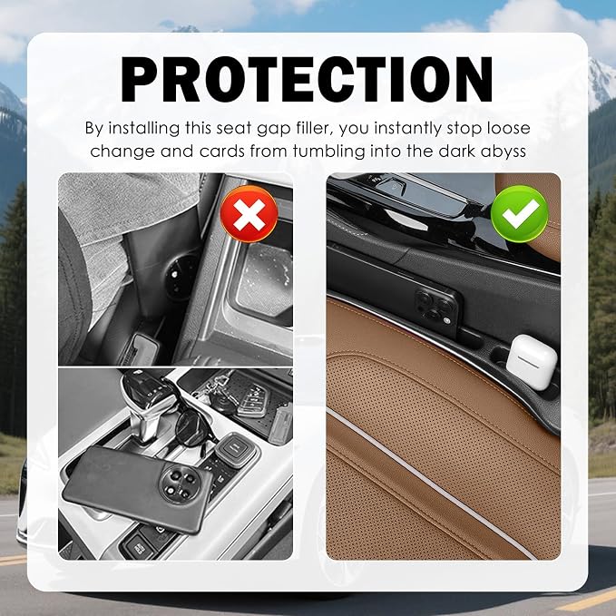 2 Pack Bendable Car Seat Gap Filler Organizer,No Drops Car Seat Gap Plug with Storage Slot Extra Space, Easy Install Universal Cars Gaps Seats Filler Cars Accessories