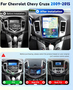 4Core 4G+64G Android 15 Car Radio for Chevy Cruze 2009-2015 Stereo with Wireless Carplay Android Auto,5.0 Bluetooth 32EQ,9.7 inch IPS Touch Screen,FM/RDS GPS WiFi AHD Backup Camera