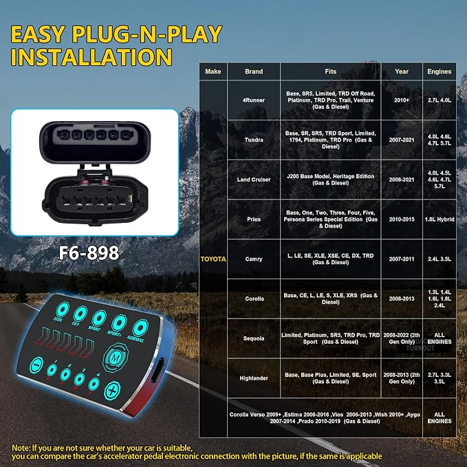 Throttle Response Controller 9 Drive Modes Smart Electronic Racing Accelerator Compatible with Toyota 4Runner Tundra Land Cruiser Prius Camry Corolla Prado