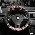 Leopard Steering Wheel Cover for Women, Cute Anti-Slip Microfiber Leather, Fits 14.5-15 Inch Steering Wheel 14.5-15 Inch - Black and Pink Cheetah