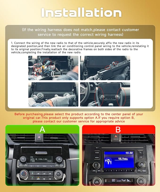 4G+128G Android Car Stereo for Honda CRV 1997-2001 with Wireless CarPlay Android Auto, 9 Inch Touchscreen Car Radio Mirror Link GPS Navigation WiFi Bluetooth FM RDS EQ SWC Backup Camera