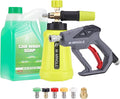 Pressure Washer Gun with Foam Cannon, 64 Fl Oz Car Wash Soap & 5 Power Washer Nozzle Tips, Car Wash Foam Gun for Car Washing, Patio Cleaning