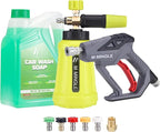 Pressure Washer Gun with Foam Cannon, 64 Fl Oz Car Wash Soap & 5 Power Washer Nozzle Tips, Car Wash Foam Gun for Car Washing, Patio Cleaning