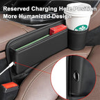 Car Seat Gap Filler Organizer, Universal Premium Leather Seat Organizer with Cup Holder, Seat Gap Storage Box with Bottle Holder, Car Leather Gap Bag Front Center Console Seat (Passenger Side)