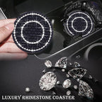 2PCS Bling Crystal Rhinestone Cup Holder Coaster, 2.75 inch Soft Silicone Anti-Slip Shockproof, Car Cup Holder Insert Coasters, Universal Car Interior Accessories for Women (Black & White)