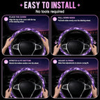 Gothic Purple Black Bats Steering Wheel Cover for Women Men Neoprene Breathable Wheel Cover Protector Anti-Slip Car Accessories Universal 15 Inch Fit for Cars Trucks Vehicles