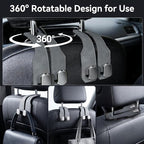Car Seat Headrest Storage Hooks - 2 Pack Dual Hangers Design Organization Accessories, Car Interior Gadgets to Add Extra Holder and Hook for Purses,Bags,Coat and Handbag