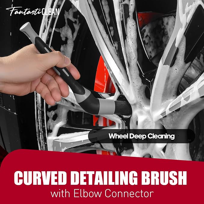 7PCS Car Wheel Brush Kit for Car Owners Detailers, Soft-bristled Brush, Tire brush for Car Detailing, Rim Cleaning Tape, Bendable & Curved Brushes and Pads for Home Shop, Cars Trucks RVs