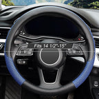 Steering Wheel Cover, Universal 15 inch, Microfiber Leather Viscose, Breathable, Anti-Slip,Warm in Winter and Cool in Summer, Black&Blue