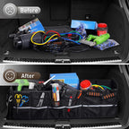 4 in 1 Car Trunk Storage Organizer with Leakproof Cooler Bag, Multi-Compartment Foldable Trunk Storage Box for Car Truck SUV Black