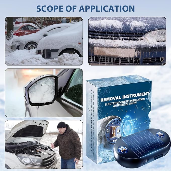 4pcs 2026 New Solar Anti-Freeze Electromagnetic Car Snow Removal Device，Magic Car Defroster Snow Remover for Cars Ice Scraper Fast and Efficient Vehicle Microwave Deicing Instrument for Ice Scrapin