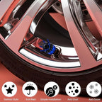 4PCS Crown Bling Tire Stem Valve Caps, Crystal Diamond Tire Air Cap Set Universal Copper Core Stem Covers for Cars, SUV, Trucks, Bikes, Motorcycles, Bicycles (Blue & Black)