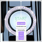 2 PCS Crystal Combinatorial Rhinestone Car Engine Start Decoration Ring, Push to Start Button Cover Sticker, Bling Car Interior Accessories for Women, Automotive Decals, Colorful