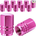 12PCS Tire Valve Stem Caps, with Rubber O-Ring, Corrosion Resistant Leak-Proof, Aluminum Alloy Universal Wheel Valve Covers for Cars, SUV, Trucks, Bikes, Motorcycles, Bicycles(Pink)