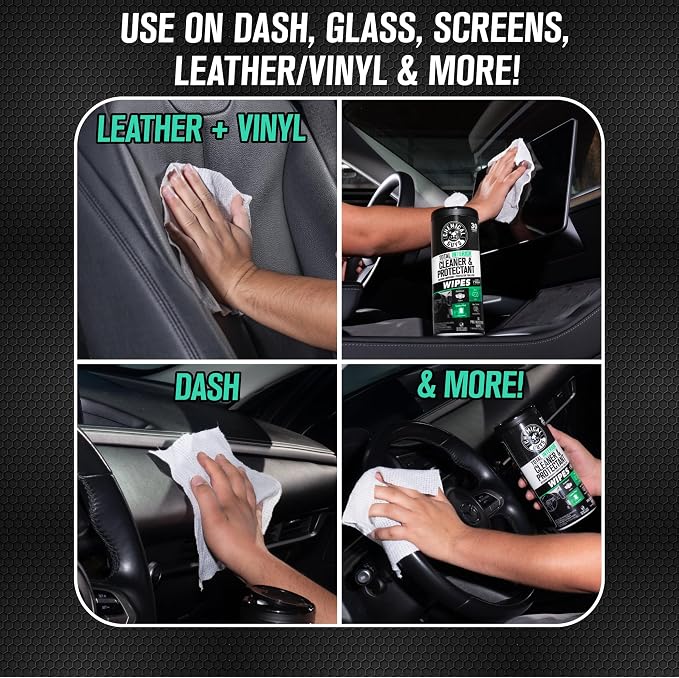 Total Interior Cleaner and Protectant Wipes Canister, New Car Smell - All Surface Interior Cleaning Wipes for Dash Seats Door Panels Leather Vinyl & Fabric - Fresh New Car Scent, 2 Pack