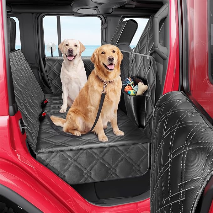 for Jeep Hard Bottom Back Seat Extender for Dogs: for Jeep Wrangler JK JL 2011-2026 & Gladiator JT 2020-2026 4-Door Waterproof 420 lbs Dog Car Seat Cover Dog Hammock W/Door & Seat Protection