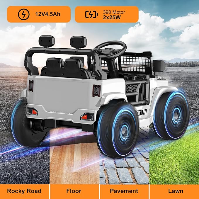 12V Ride on Toys with Parent Remote Control, Toddler Electric Car with Spring Suspension, LED Lights & Music Player - Safe Battery Car for Kids, Easy to Assemble, White