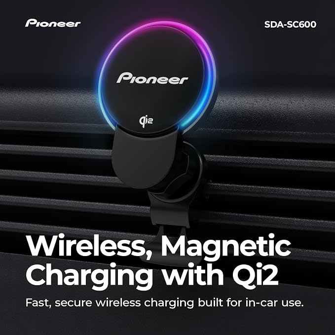 Qi2 Wireless Car Charger and Magnetic Phone Holder Mount for Air Vent - MagSafe Compatible Car Phone Charger for iPhone and Android with Cooling Fan, RBG Illumination, Includes Metal Ring