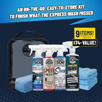 Car Detailing Kit, Interior and Exterior Cleaning, 9-Piece | Includes Tire Shine, Quick Detailer, Total Interior & Glass Cleaner, Microfiber Towels, Applicator & Storage Bag