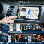 4 In 1 Wireless CarPlay Adapter, Screen Mirroring Adapter Support iPhone iOS 10+ & Android 11+ to Car Screen to Watch Videos, Wired to Wireless, No Delay (CarPlay+Airplay+Android Auto+ Mirror Link)