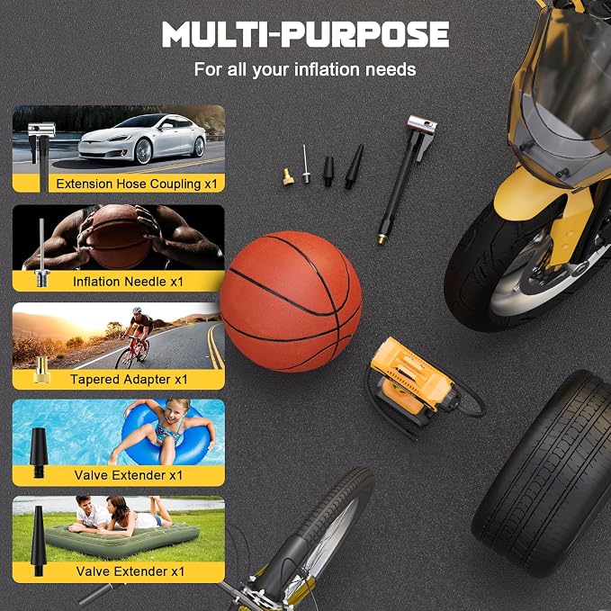 Tire Inflator Air Compressor Compatible with Dewalt 20V Battery, 160 PSI Cordless Portable Electric Air Pump 2026 Bigger LCD Digital Pressure Gauge for Car, Bike, Sport Ball (Tool Only)