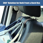 Car Seat Back Hook Universal Auto Storage Hanger Suede with Metal Car Seat Organizer for Handbag Purse Coat Umbrellas Grocery Bags 2 Pack Brown