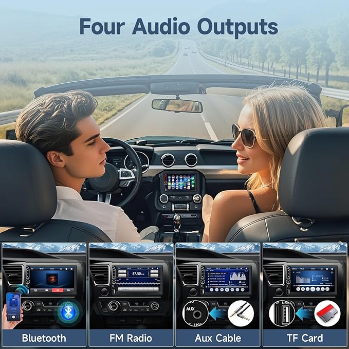 7inch Car Stereo Double Din Radio Touchscreen with Backup Camera Multimedia Car Audio Support Mirror Link, Bluetooth Caller ID, FM/MP3/MP4/USB/Subwoofer,Aux Input Car Audio Receivers
