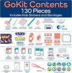 KeepGoing Travel First Aid Kit for Kids – 130 Pc. for Car, Home, Purse, Diaper Bag & Backpack with Latex-Free Bandages - Mini First Aid Kit Travel Size TSA-Approved