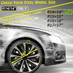 Hubcaps Wheel Covers Replacement R14 Size Hub Cap Universal-Fit Steel Wheel Rim Caps ABS Tire Cover Snap on Most Car Truck SUV Sedan -Set of 4（14-inch，Silver-Black）