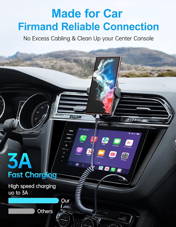 USB Type C Coiled Cable Fast Charging (3FT/5FT), 2Pack Android Auto Charging Cord for Car, Short USB A to USB C Charge Cable Compatible with iPhone 17/16/15/Pro Max/Samsung Galaxy S20 Note 10 and More