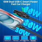 [Apple MFi Certified] iPhone 17 Car Charger Fast Charging, 2Pack 75W USB-C PD&QC Power Cigarette Lighter + Type-C Braided Cable for iPhone 17/17 Air/17 Pro/17 Pro Max/16 Pro/15/Galaxy/Pixel