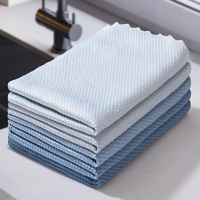 Fish Scale Streak Free Magic Glass Window Cleaning Cloth, Microfiber Cleaning Cloth, Reusable Absorbent Shiny Wipes, Microfiber Towels, Lint Free Dish Drying Polishing Towels, 5 pcs