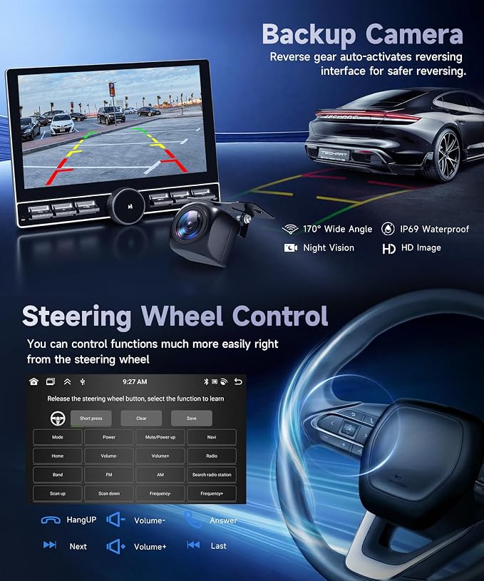 【Single Knob Keybutton】 8 Core 4G+64G for Toyota Sienna 2011-2014 Car Stereo Wireless Carplay/Android Auto 10.1” QLED Touchscreen Radio,Android 15,Type C/USB,GPS,5Ghz WiFi,Bluetooth 5.0,Backup Camera