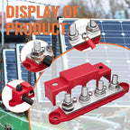 Power Distribution Block Bus Bar 12V 250A with 4 x 5/16"(M8) Studs Marine Bus Bar 12 Volt DC Battery Busbar Terminal Block for Automotive, Car, Boat, Solar Wiring - Negative&Positive