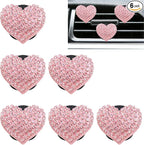 6 pcs Pink Heart Car Air Vent Clips Coquette Cute Girly Car Decor Accessories Interior Aesthetic Decorations Charm Stuff for Women Girl