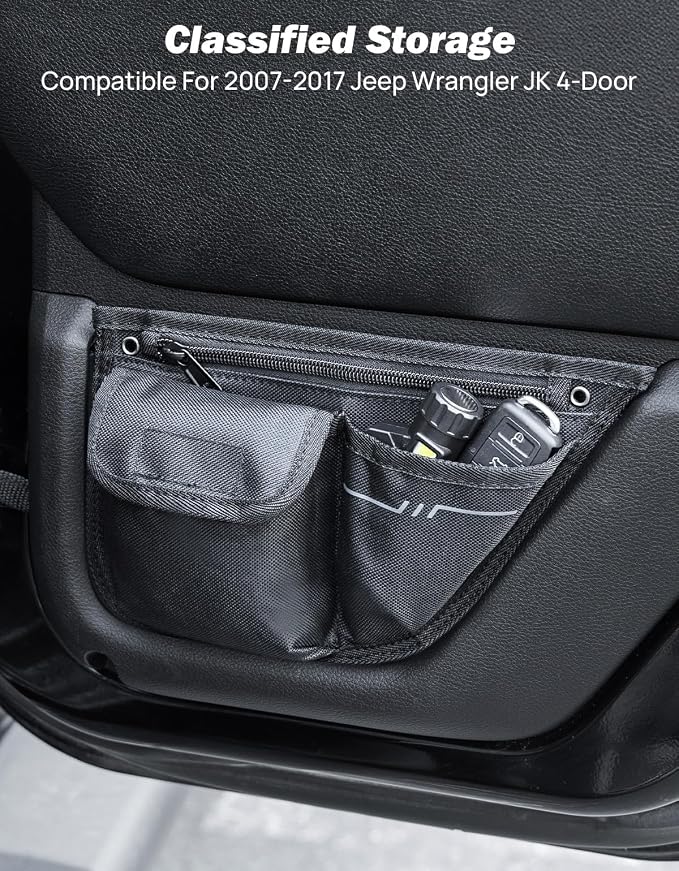 Oxford Front Rear Door Storage Pockets Compatible with 2007-2017 Wrangler JK 4-Door, 4 Pack Insert Organizer Boxes for Interior Storage Expansion