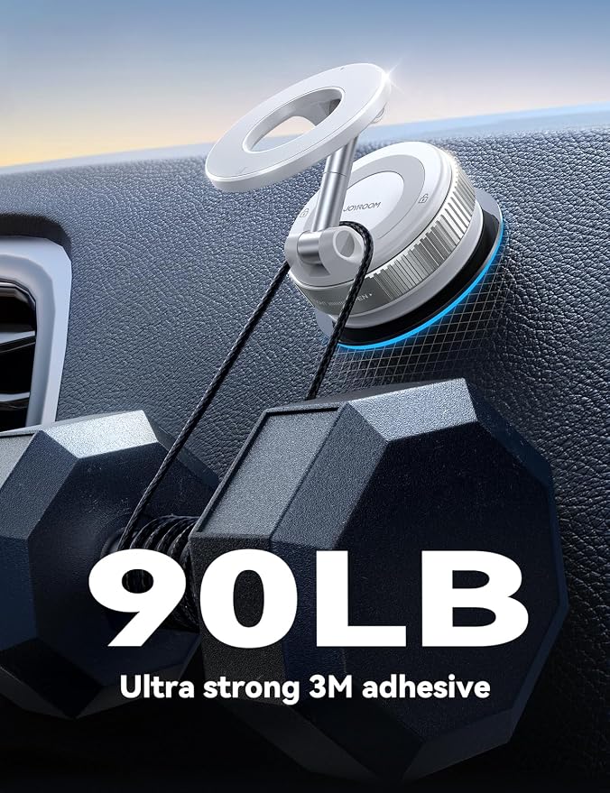 Magsafe Car Mount, Vacuum Car Phone Mount with Strong Magnetic, 360° Metal Strut Suction Cup Phone Mount for iPhone 17 Pro Max/16 15 14 13 12 Series& Android Magsafe Case, White