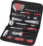 56 Piece Compact SAE Auto Tool Set in Zippered Case, Small Mechanic Tool Set for Car Emergency, Motorcycle Repair on the Road, Great for Travel Tool Needs - Red - DT9774