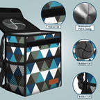 Femuar Car Trash Can with Lid - Leak Proof, Waterproof, Multipurpose Car Hanging for Headrest, Collapsible and Portable with Storage Mesh Pocket, Triangle