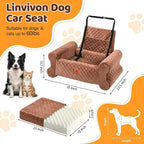 Dog Car Seat for Medium/Large Dogs up to 60 lbs, Memory Foam Dog Booster Seat with Thick Cushion, Pet Car Seat for Back with Detachable Washable Cover, Storage Pockets for SUV, Pick Up, Trunk, Brown