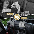 Leather Car Purse Hook for Headrest, 4 Pack, Grey-Black | Twin Hooks Headrest Hangers, 2/4 Pack, No-Slip, Scratch-Proof, Holds Purses, Backpacks, Grocery Bags, Car Organizer Gift
