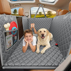 Backseat Extender for Dogs - Hard Bottom Dog Car Seat Cover for Back Seat, Dog Hammock for Car and SUV, Pet Rear Seat Protector Dogs Travel Bed with Mesh Window & Side Flaps