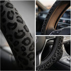 15 Inch Neoprene Steering Wheel Cover Non-Slip (Black Leopard Print)
