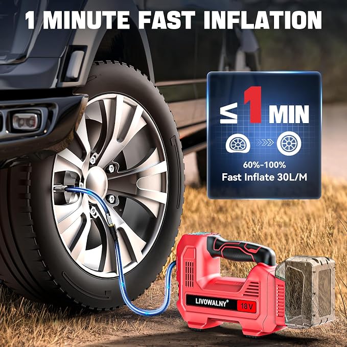 160PSI Cordless Tire Inflator Air Compressor Compatible With Milwaukee 18V Battery, Portable Handheld Air Pump with Digital Pressure Gauge for Cars Motorcycles Bikes Sport Balls (Tool Only)